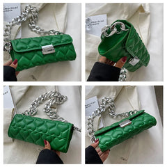 Acrylic Thick Chain Shoulder Bag Love Heart Pattern Handbags