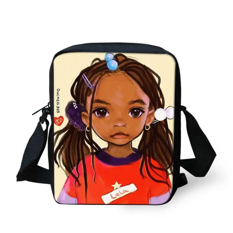 African Girls Pattern Mini Messenger Bag Lightweight Crossbody