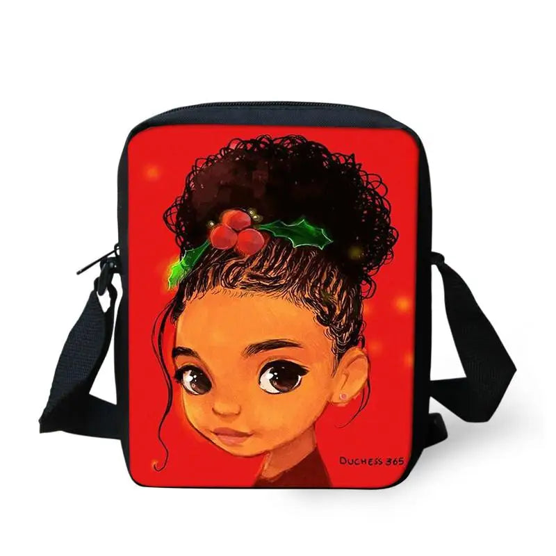 African Girls Pattern Mini Messenger Bag Lightweight Crossbody
