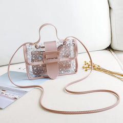 Small Square Bag Casual Messenger Bag Female Handbag Crossbody Hollow Star Trans