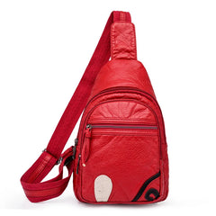 Washed Leather Messenger Chest Bag Women Autumn Winter Shoulder Bag