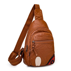 Washed Leather Messenger Chest Bag Women Autumn Winter Shoulder Bag