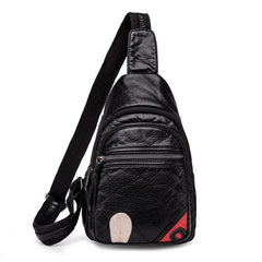 Washed Leather Messenger Chest Bag Women Autumn Winter Shoulder Bag