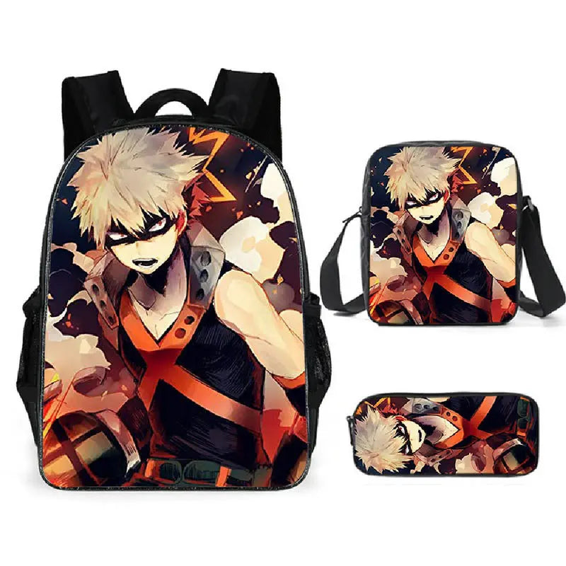 Anime Hero Schoolbag Backpack Set for Kids