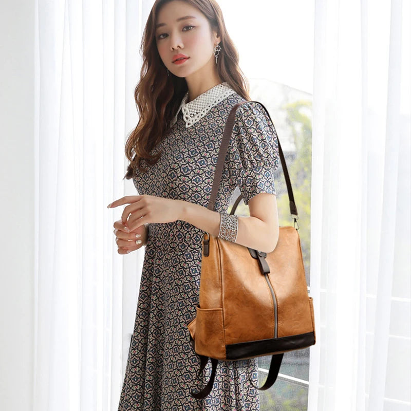 Anti-theft Women Backpacks PU Leather Travel Backpack Ladies
