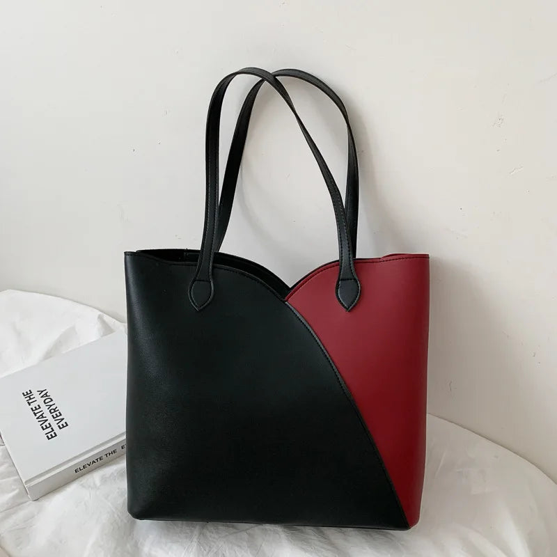 April Shoulder Bag High Personality Contrast Tote Bag Large Capacity