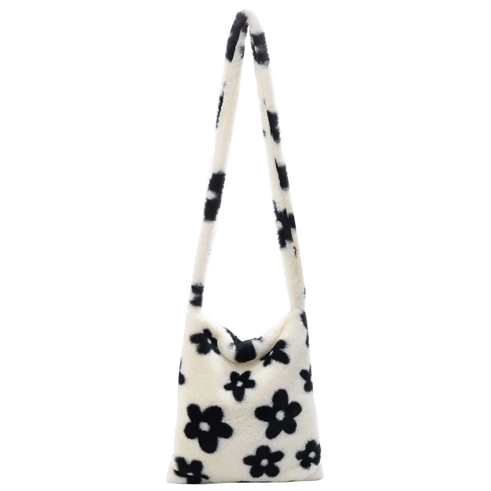 Flower Fluffy Plush Crossbody Bag Women Shoulder Daily Bag