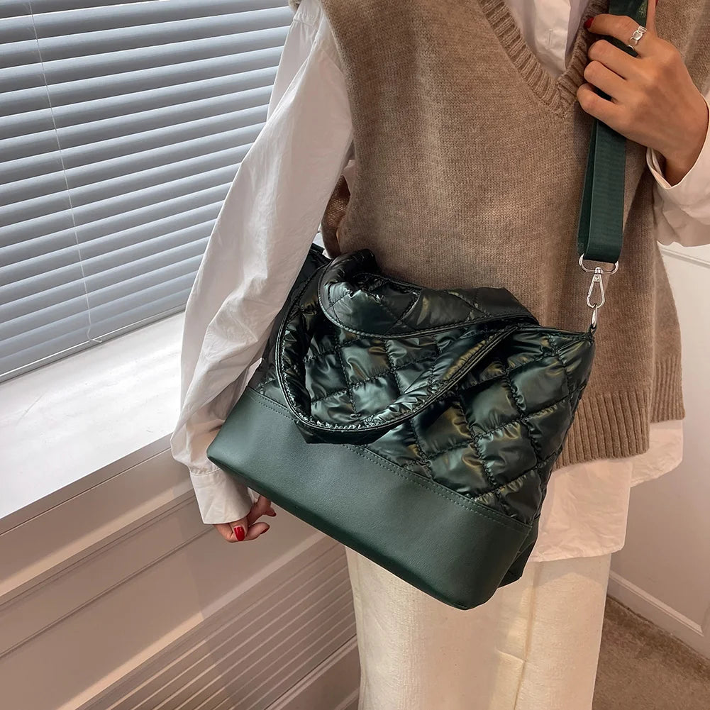 Quilted Cotton Large Capacity Shoulder Crossbody Bag