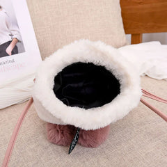 Plush Fur Shoulder Bag with Fur Ball Pendant