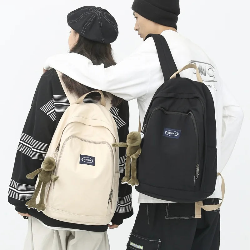 Canvas Anti Theft Backpack Solid School Bags Large Capacity