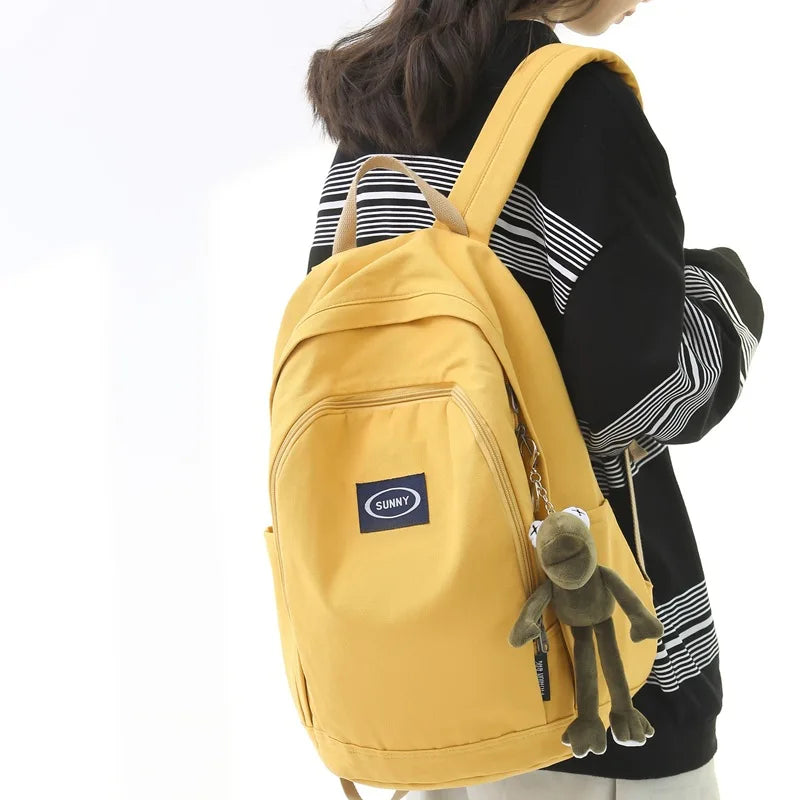 Canvas Anti Theft Backpack Solid School Bags Large Capacity