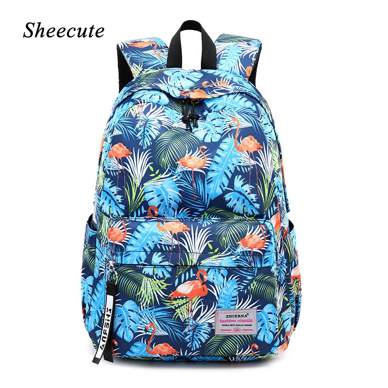 Flamingo Print Children School Bag Light Student Backpack