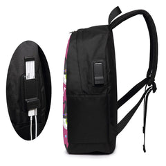 Halloween Eyeball Student School Bag USB Charge Laptop Back Pack