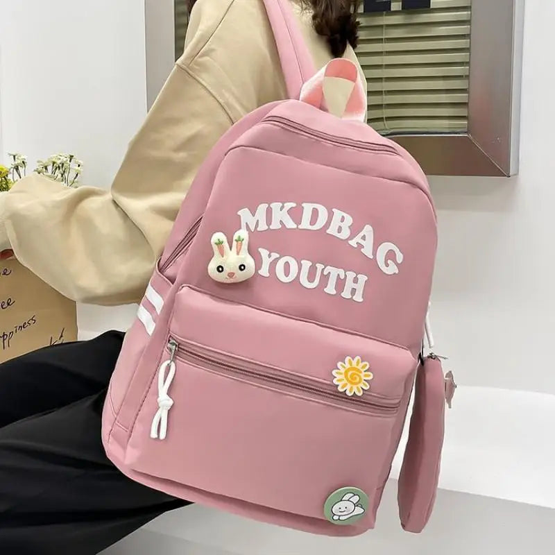Nylon Women Backpack Letter Printed Shoulder Bag School Bag