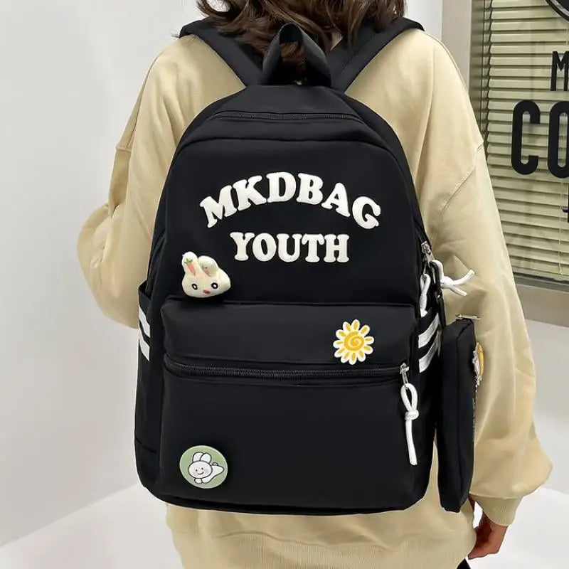 Nylon Women Backpack Letter Printed Shoulder Bag School Bag