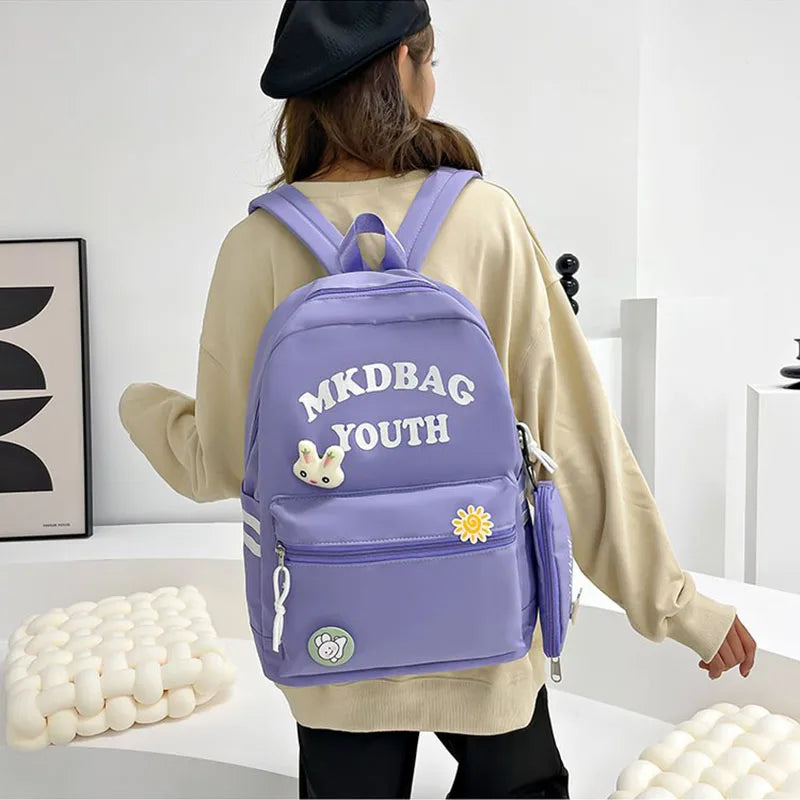 Nylon Women Backpack Letter Printed Shoulder Bag School Bag