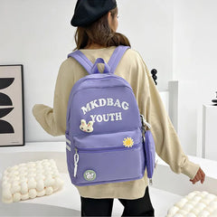 Nylon Women Backpack Letter Printed Shoulder Bag School Bag
