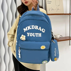 Nylon Women Backpack Letter Printed Shoulder Bag School Bag