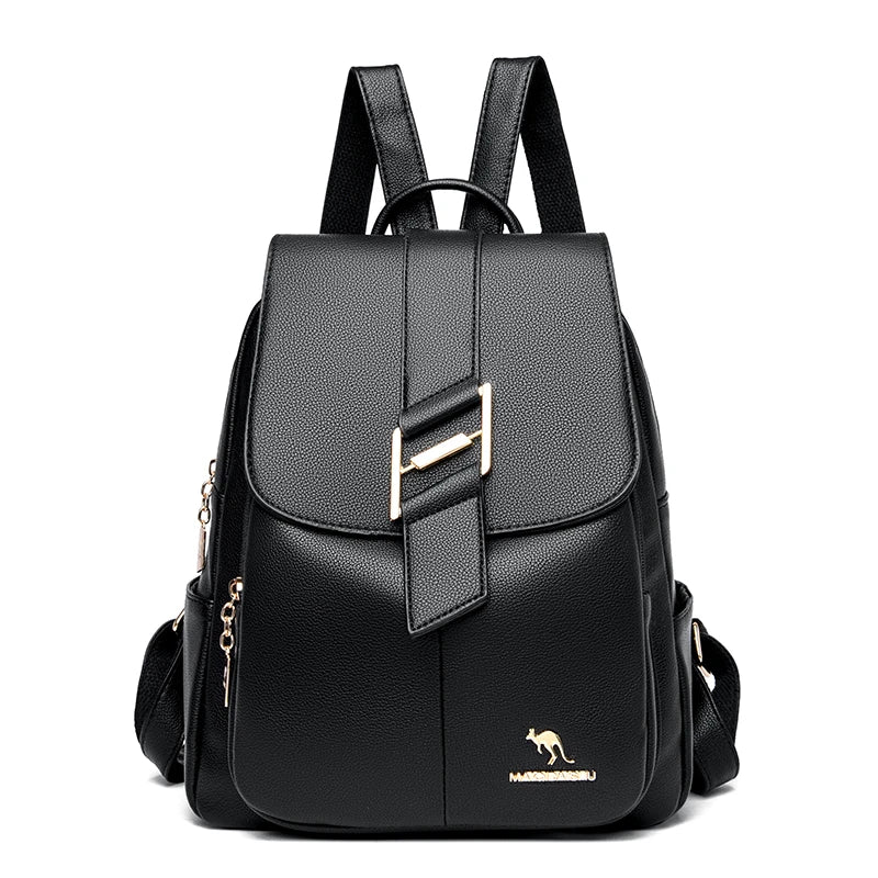 Women's Leather Backpack Purse Shoulder Bag Large Capacity Daypack
