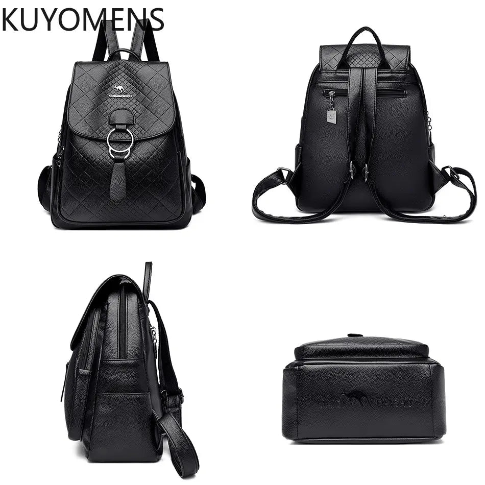 Leather Backpack Purse for Women Large Capacity School Bag