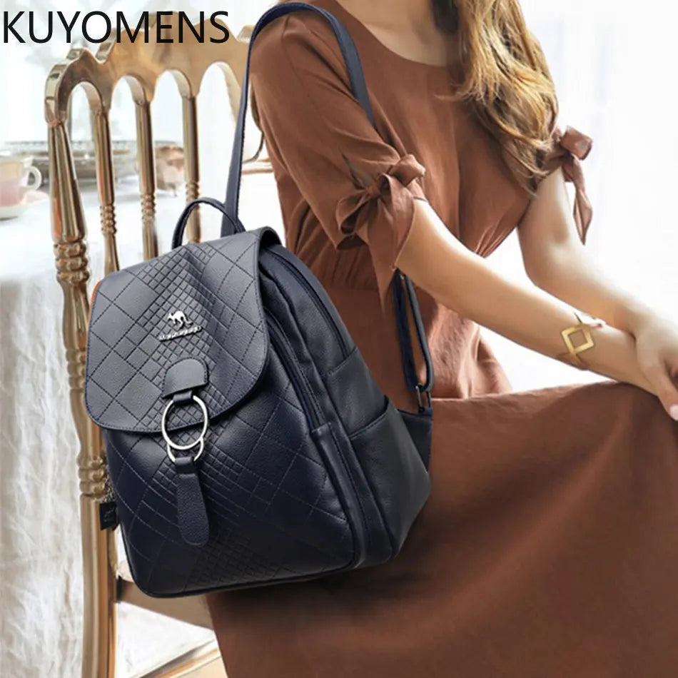 Leather Backpack Purse for Women Large Capacity School Bag