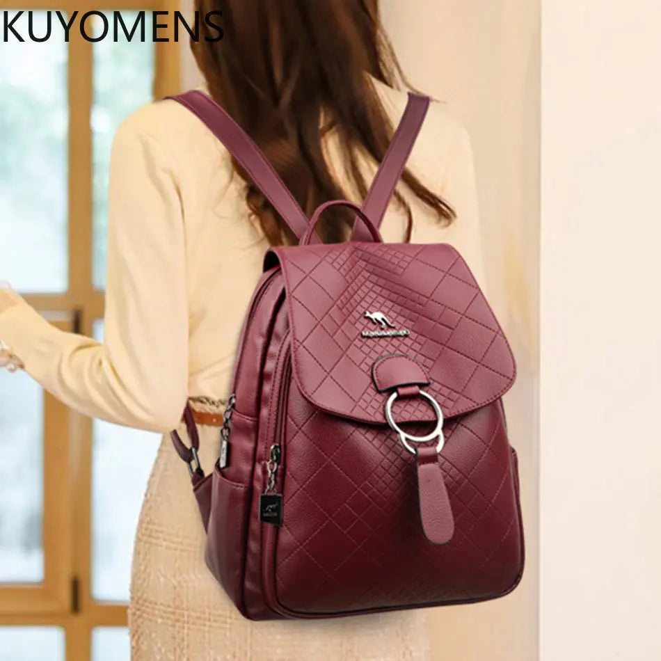 Leather Backpack Purse for Women Large Capacity School Bag