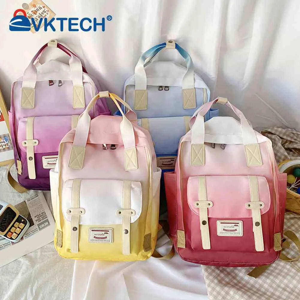 Gradient Large Capacity Backpack Student Schoolbag