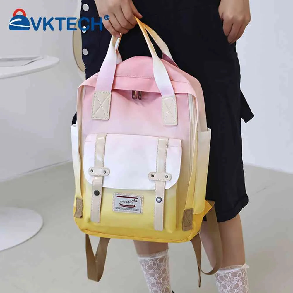 Gradient Large Capacity Backpack Student Schoolbag