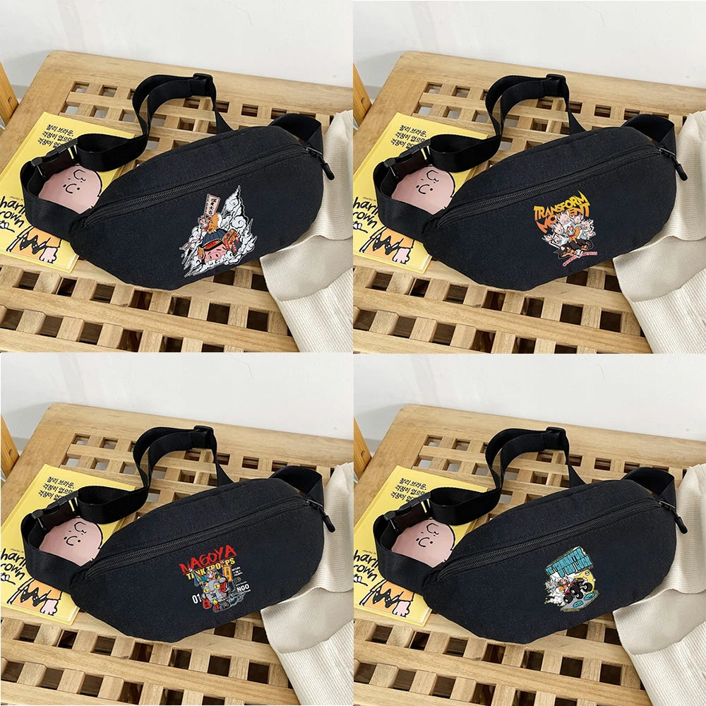 Mask Print Waist Pack Crossbody Bag for Men Women