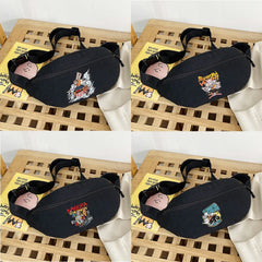 Mask Print Waist Pack Crossbody Bag for Men Women
