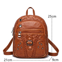 Women Soft Leather Backpack Female High Travel School Backpack