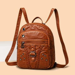 Women Soft Leather Backpack Female High Travel School Backpack