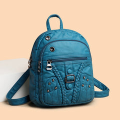 Soft Leather Backpack Female High Travel School Backpack for Girls
