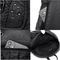 Women Soft Leather Backpack Female High Travel School Backpack
