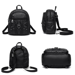 Women Soft Leather Backpack Female High Travel School Backpack