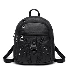 Soft Leather Backpack Female High Travel School Backpack for Girls