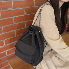 Women's Drawstring Bucket Shoulder Bag Travel Backpack