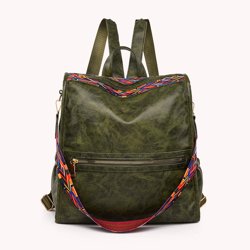 Teenage Retro PU College School Backpack Casual Rucksack