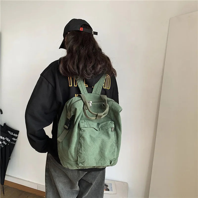 Large Capacity Canvas School Bag Rucksack Teenage Girl Shoulder Travel Backpack
