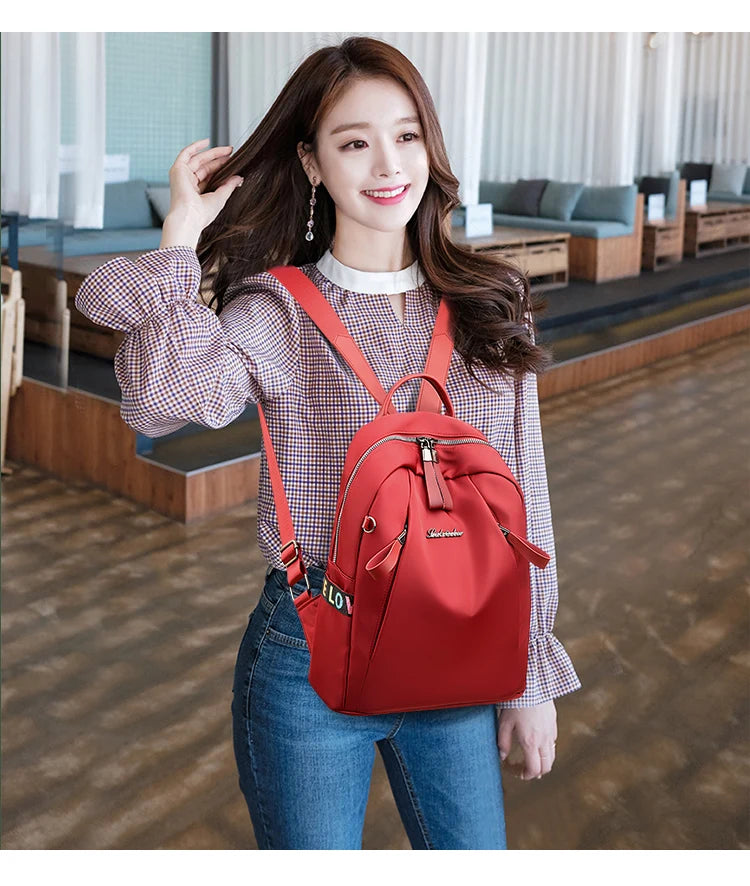 Waterproof Backpack for Women School Bags Female Solid Travel Mochila