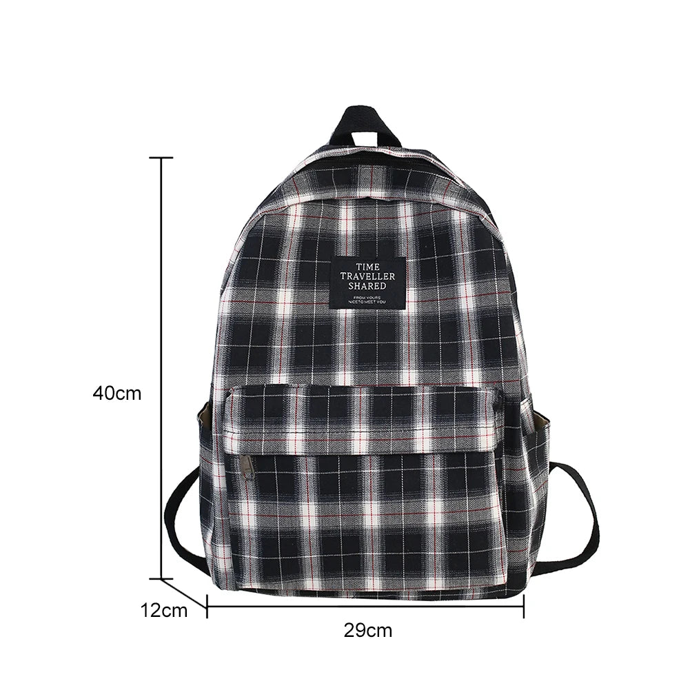 Vintage Plaid Canvas Back Pack for Students