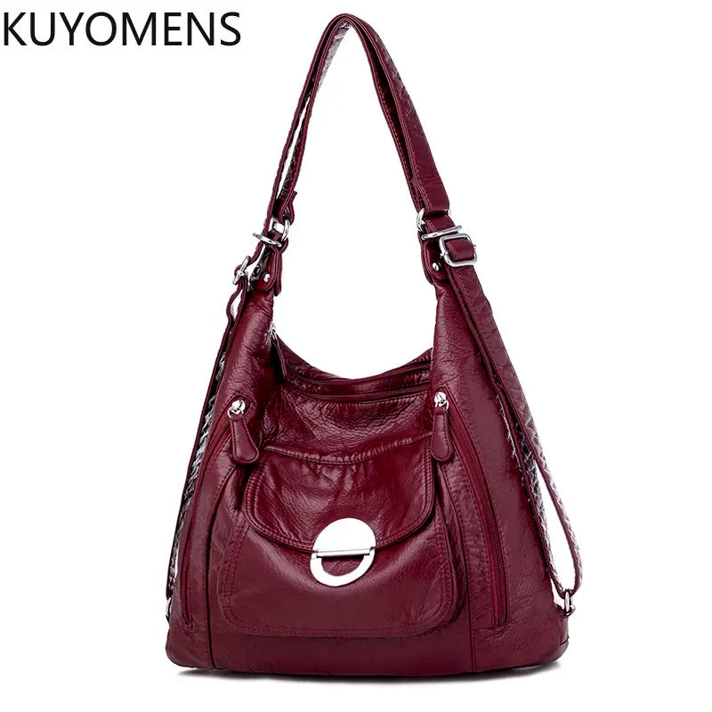 Women's Large Capacity Shoulder Bag Soft Pu Leather Crossbody Bag