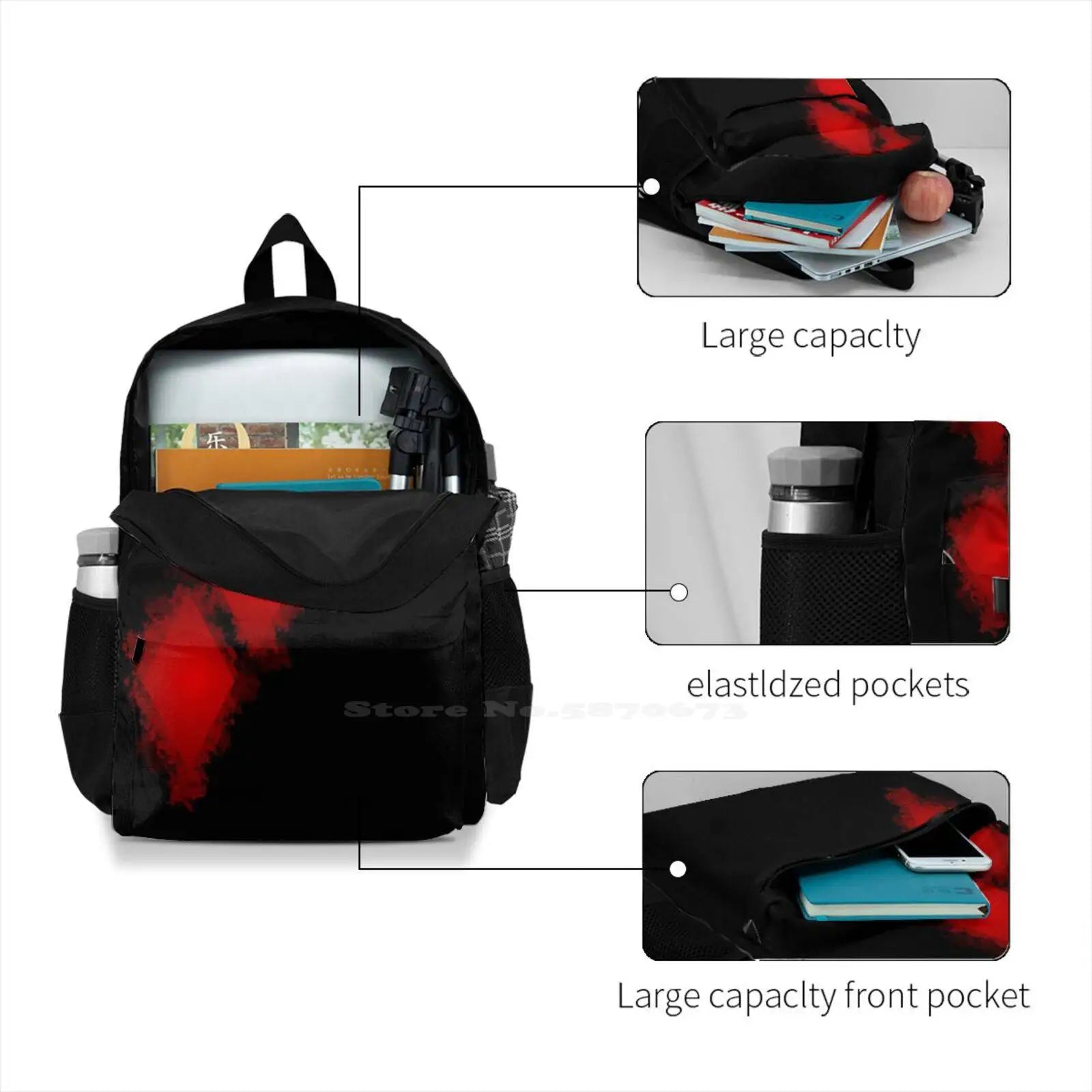 Red Clown Backpack Comics Cosplay Geek Bag