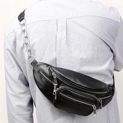 Stone Pattern PU Leather Chain Waist Bag Fanny Pack Satchel