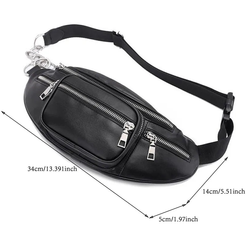 Stone Pattern PU Leather Chain Waist Bag Fanny Pack Satchel