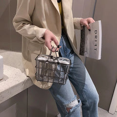 Metalic Bucket Bag For Women Clear Tote Bag Ladies Shoulder Bag