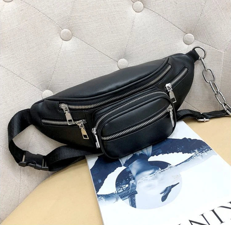Women's PU Leather Waist Bag Fanny Pack Satchel Belt Bag
