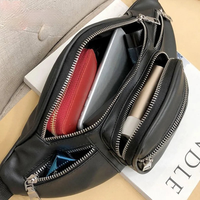 Women's PU Leather Waist Bag Fanny Pack Satchel Belt Bag