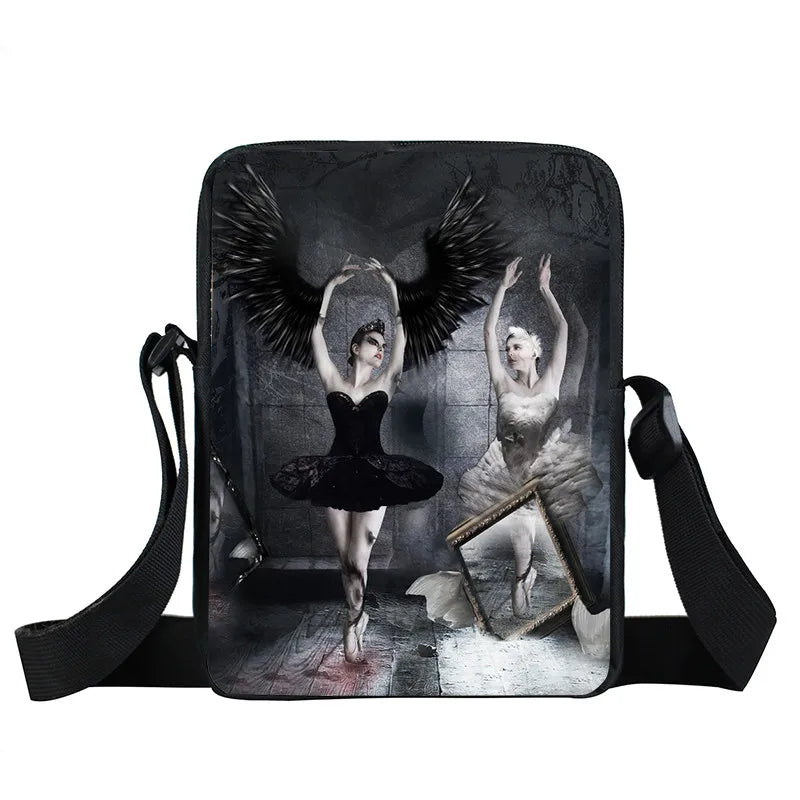 Ballet Print Cross Bag Women Handbag Female Tote Canvas Bookbags