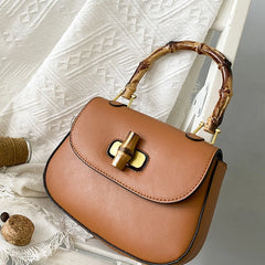 Vintage Saddle Small Flap Purse Bamboo Handle Crossbody Bag